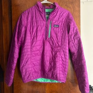 Patagonia 1/4 zip nano puff (Small, purple/green)